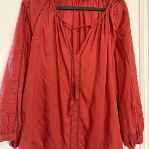 Lucky Brand Women's Rust Embroidered Top